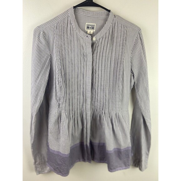 Converse One Star Purple Stripe Button Down Pin Tuck Pleated Women's Size XS - Picture 1 of 5